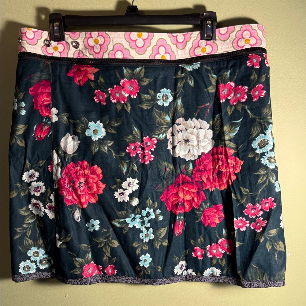 Patchwork Floral Mini Skirt in Teal, Pink & Green - Picture 13 of 16